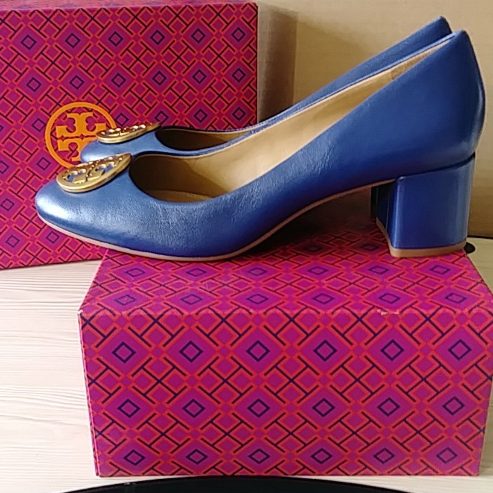 Tory Burch Size 10 Blue Block Heels - Picture 8 of 10